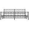 Cadre de lit métal sans matelas avec pied de lit noir 200x200cm 