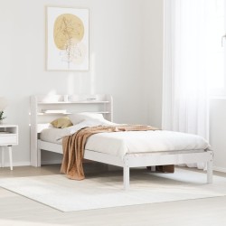 Cadre de lit sans matelas blanc 90x200 cm bois de pin massif 