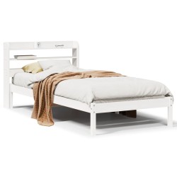 Cadre de lit sans matelas blanc 90x200 cm bois de pin massif 