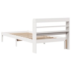 Cadre de lit sans matelas blanc 90x200 cm bois de pin massif 