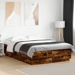 Cadre de lit sans matelas chêne fumé 150x200 cm 