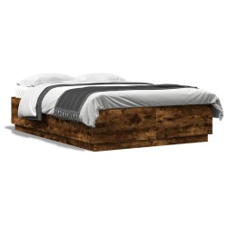 Cadre de lit sans matelas chêne fumé 150x200 cm 