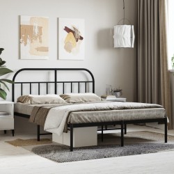 Cadre de lit métal sans matelas avec tête de lit noir 140x200cm 