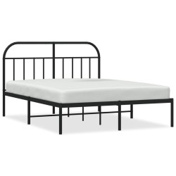 Cadre de lit métal sans matelas avec tête de lit noir 140x200cm 
