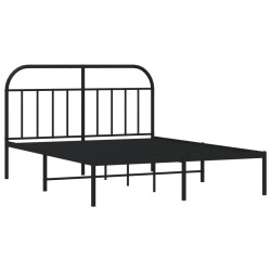 Cadre de lit métal sans matelas avec tête de lit noir 140x200cm 