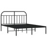 Cadre de lit métal sans matelas avec tête de lit noir 140x200cm 