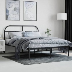 Cadre de lit métal sans matelas avec tête de lit noir 140x200cm 