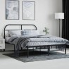 Cadre de lit métal sans matelas avec tête de lit noir 140x200cm 