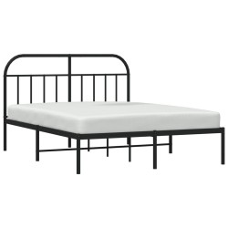 Cadre de lit métal sans matelas avec tête de lit noir 140x200cm 