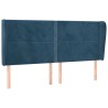 Tête de lit avec oreilles Bleu foncé 163x23x118/128 cm Velours 