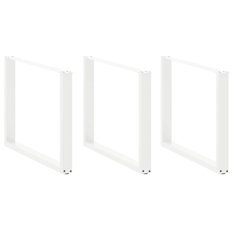 Pieds de table à manger en U 2 pièces Blanc 100 x (72-73) cm Acier 
