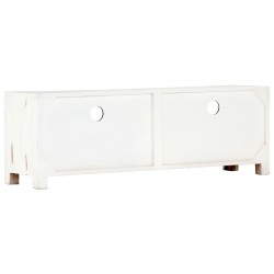 Meuble TV Blanc 120x30x40 cm Bois d'acacia massif 
