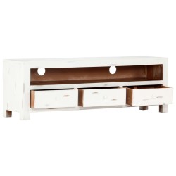 Meuble TV Blanc 120x30x40 cm Bois d'acacia massif 