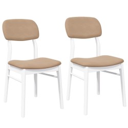 Chaises à manger coussins 2 pcs blanc bois massif caoutchouc 