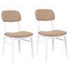 Chaises à manger coussins 2 pcs blanc bois massif caoutchouc 