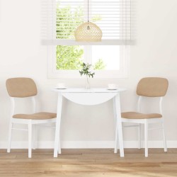 Chaises à manger coussins 2 pcs blanc bois massif caoutchouc 