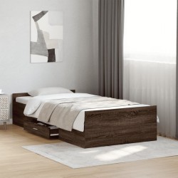 Cadre de lit avec tiroirs sans matelas chêne marron 90x190 cm 