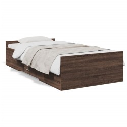 Cadre de lit avec tiroirs sans matelas chêne marron 90x190 cm 