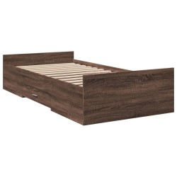 Cadre de lit avec tiroirs sans matelas chêne marron 90x190 cm 