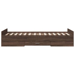 Cadre de lit avec tiroirs sans matelas chêne marron 90x190 cm 