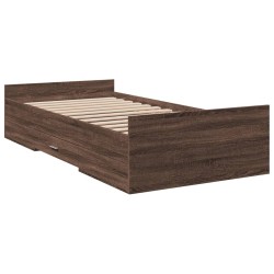 Cadre de lit avec tiroirs sans matelas chêne marron 90x190 cm 