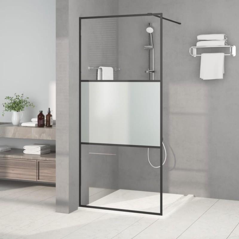 Paroi de douche Noir 90x195 cm Verre ESG demi-dépoli 