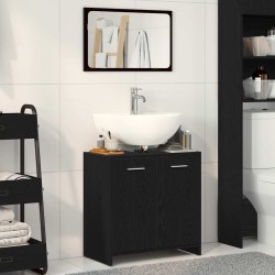 Armoire de salle de bain avec miroir chêne noir 