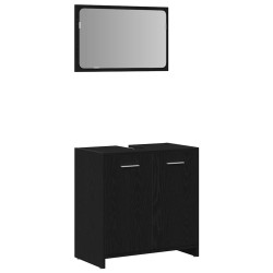 Armoire de salle de bain avec miroir chêne noir 