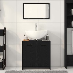 Armoire de salle de bain avec miroir chêne noir 