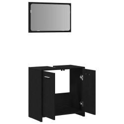Armoire de salle de bain avec miroir chêne noir 