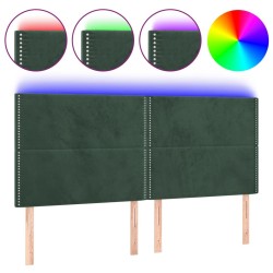 Tête de lit à LED Vert foncé 200x5x118/128 cm Velours 