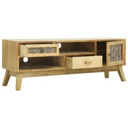 Meuble TV Marron sculpté 120x30x42 cm Bois 