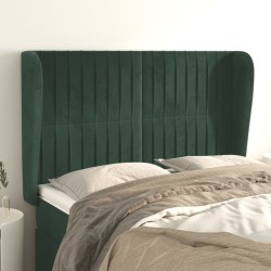 Tête de lit avec oreilles Vert foncé 147x23x118/128 cm Velours 