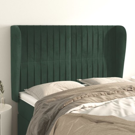 Tête de lit avec oreilles Vert foncé 147x23x118/128 cm Velours 