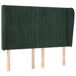 Tête de lit avec oreilles Vert foncé 147x23x118/128 cm Velours 