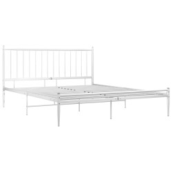 Cadre de lit sans matelas blanc métal 200x200 cm 