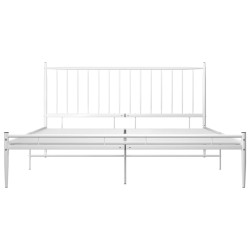 Cadre de lit sans matelas blanc métal 200x200 cm 