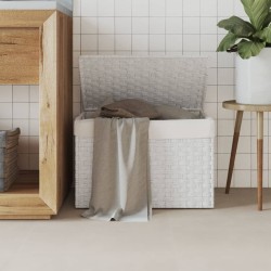 Panier à linge avec couvercle blanc 55,5x35x34cm résine tressée 