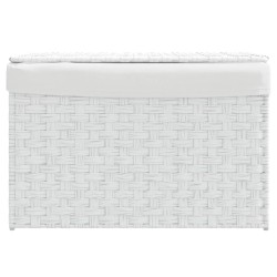 Panier à linge avec couvercle blanc 55,5x35x34cm résine tressée 