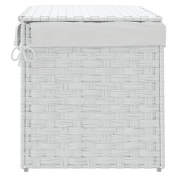 Panier à linge avec couvercle blanc 55,5x35x34cm résine tressée 