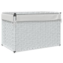 Panier à linge avec couvercle blanc 55,5x35x34cm résine tressée 