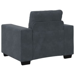 Fauteuil gris foncé 60 cm velours 