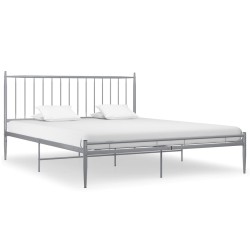 Cadre de lit sans matelas gris métal 200x200 cm 