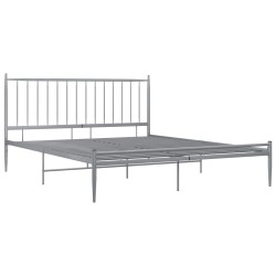 Cadre de lit sans matelas gris métal 200x200 cm 