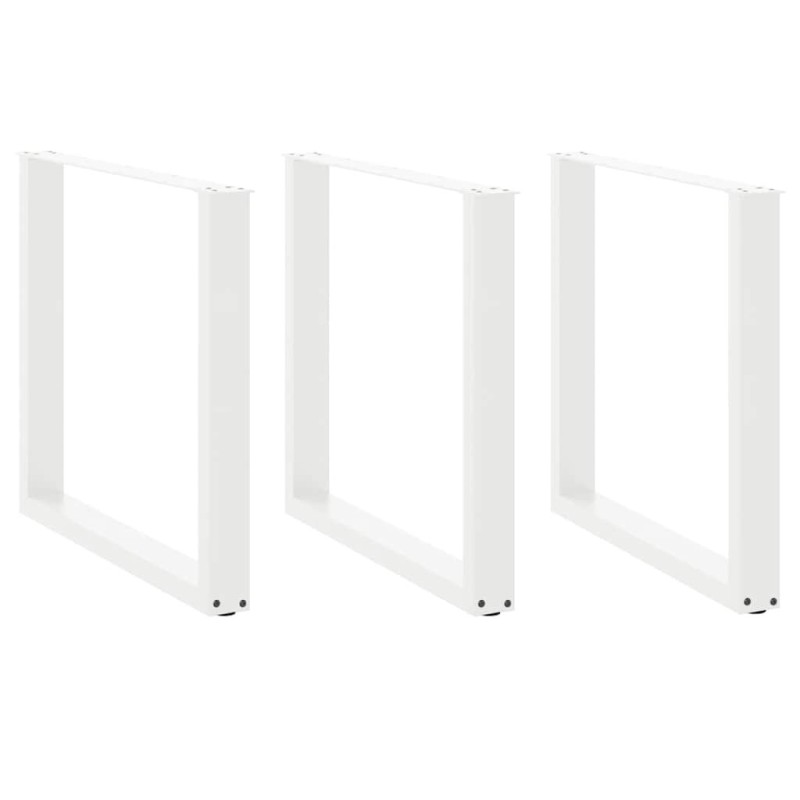 Pieds de table à manger en U 3 pièces Blanc 90 x (72-73) cm Acier 