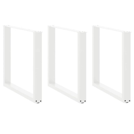 Pieds de table à manger en U 3 pièces Blanc 90 x (72-73) cm Acier 