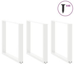 Pieds de table à manger en U 3 pièces Blanc 90 x (72-73) cm Acier 