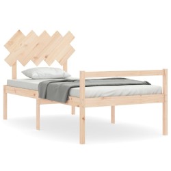 Lit pour personne âgée et tête de lit 100x200 cm bois massif 