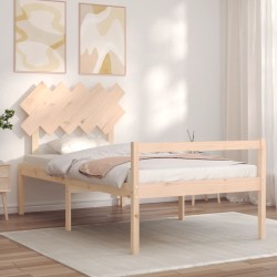 Lit pour personne âgée et tête de lit 100x200 cm bois massif 