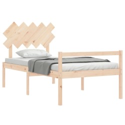 Lit pour personne âgée et tête de lit 100x200 cm bois massif 